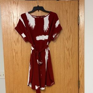 SHEIN Red and White Mini Dress